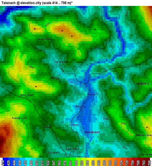 Teisnach elevation map