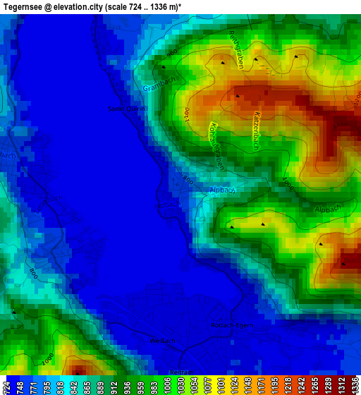 Tegernsee elevation map