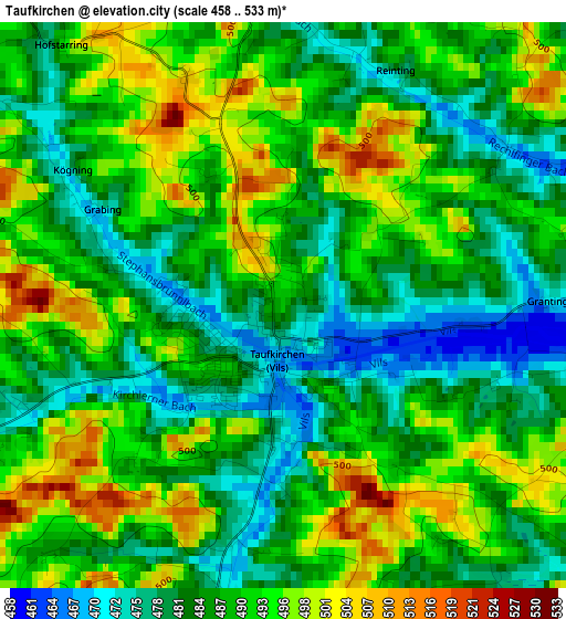 Taufkirchen elevation map