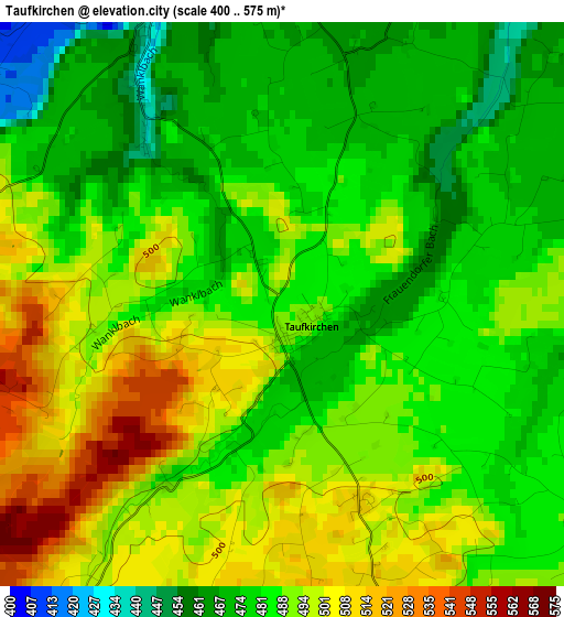 Taufkirchen elevation map