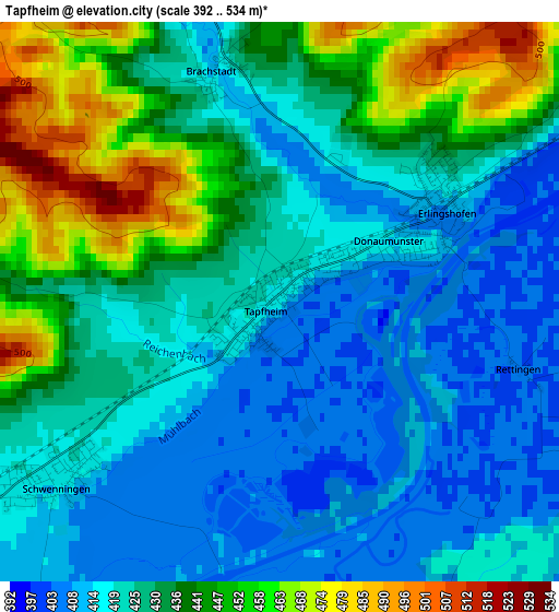 Tapfheim elevation map