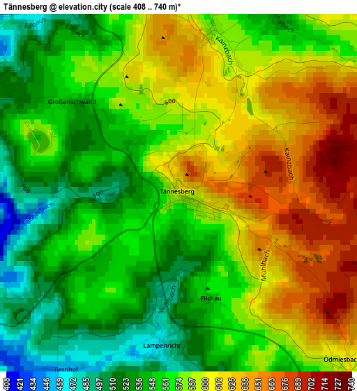 Tännesberg elevation map