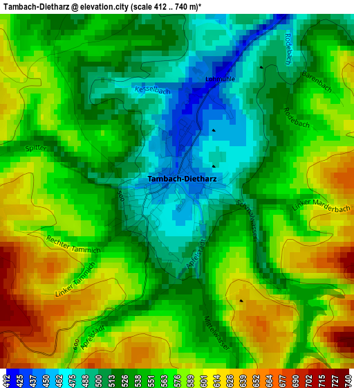 Tambach-Dietharz elevation map