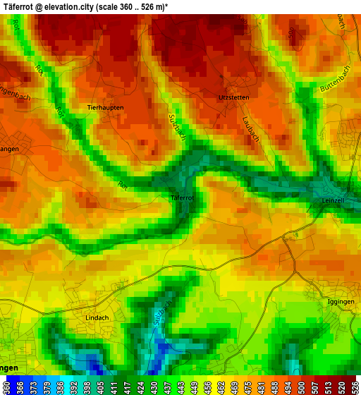 Täferrot elevation map