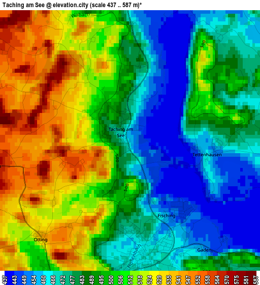 Taching am See elevation map