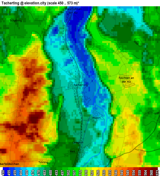 Tacherting elevation map