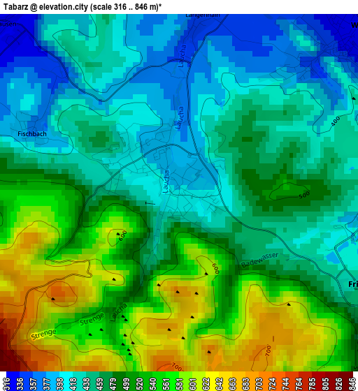 Tabarz elevation map