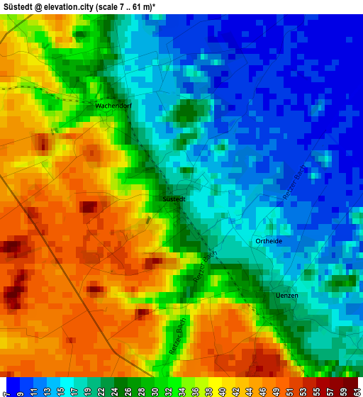 Süstedt elevation map