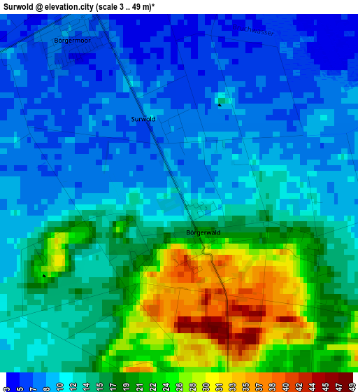 Surwold elevation map