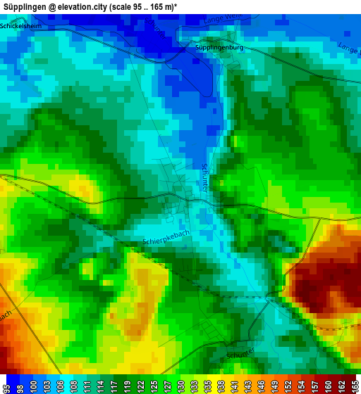 Süpplingen elevation map