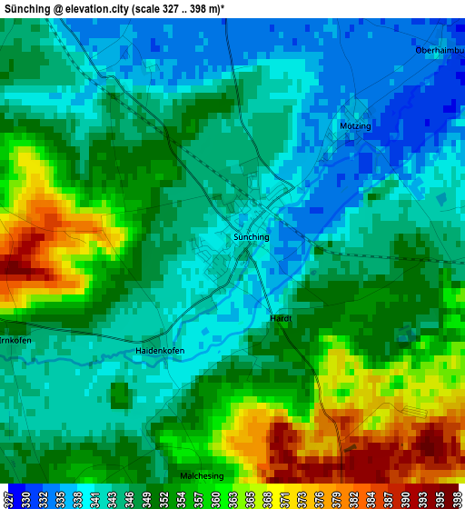 Sünching elevation map