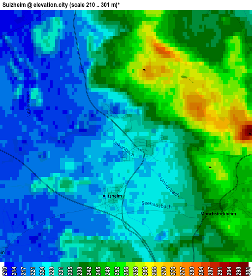 Sulzheim elevation map