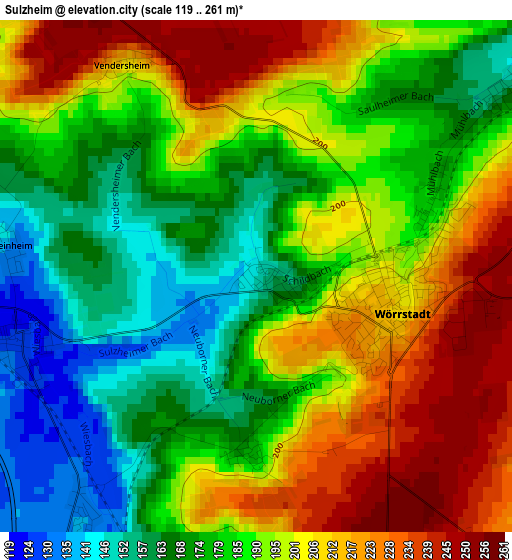 Sulzheim elevation map