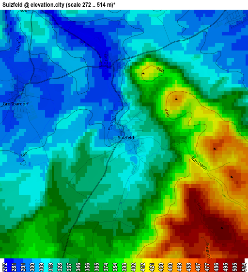 Sulzfeld elevation map