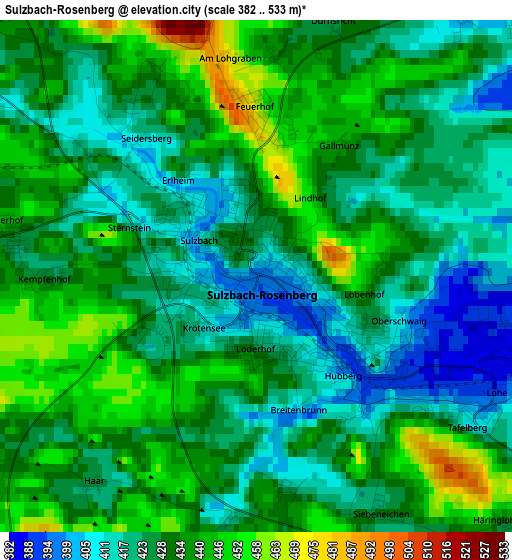 Sulzbach-Rosenberg elevation map