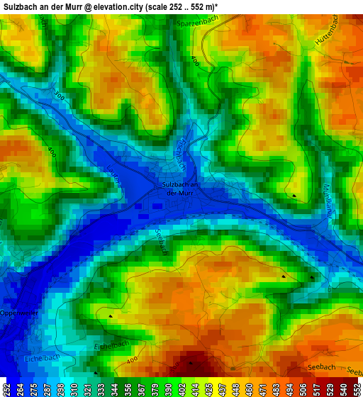 Sulzbach an der Murr elevation map