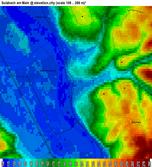 Sulzbach am Main elevation map