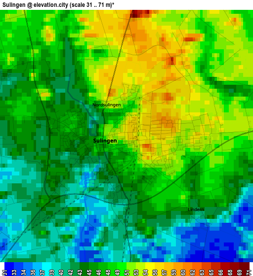 Sulingen elevation map