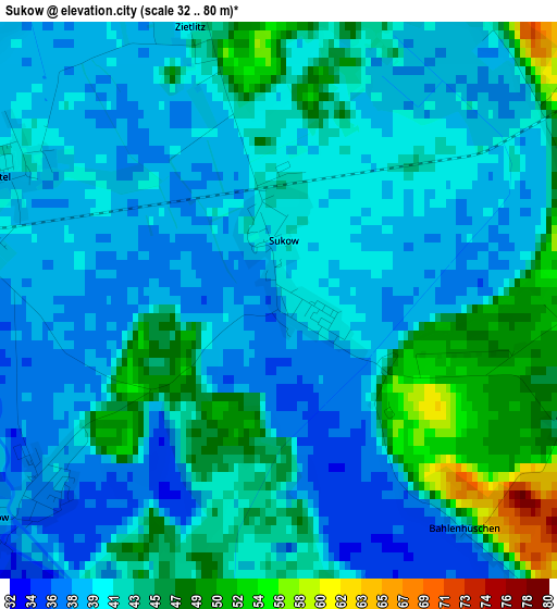 Sukow elevation map