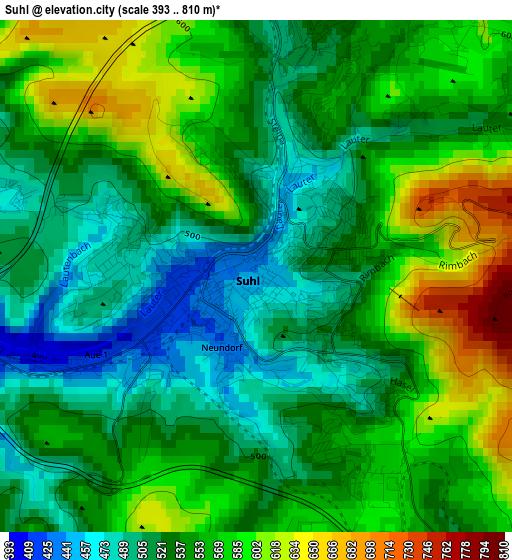 Suhl elevation map