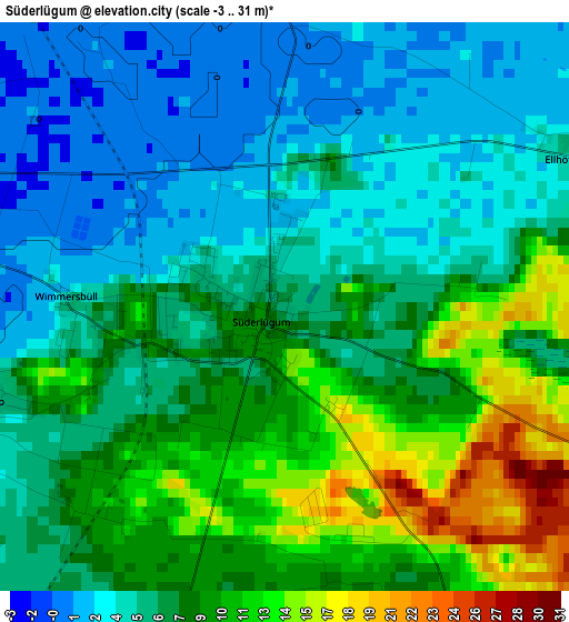 Süderlügum elevation map