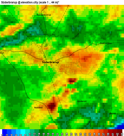 Süderbrarup elevation map