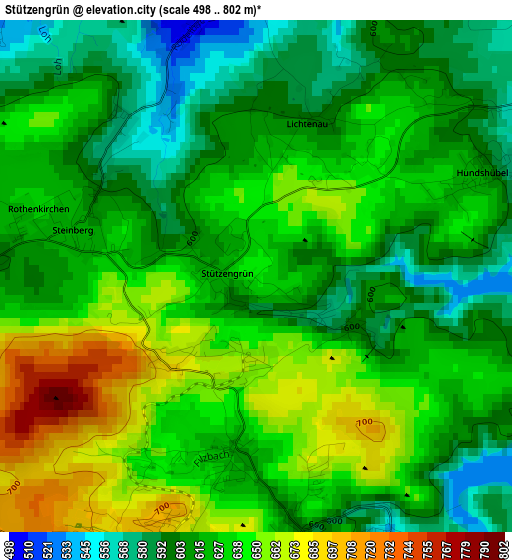 Stützengrün elevation map