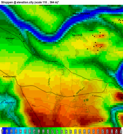 Struppen elevation map