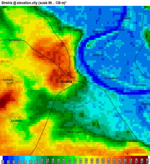 Strehla elevation map