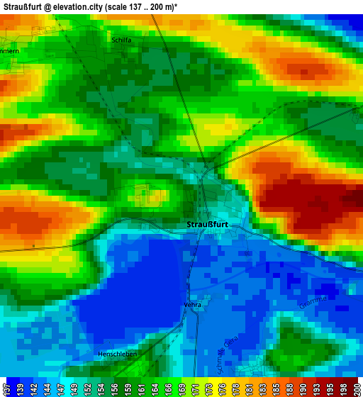 Straußfurt elevation map