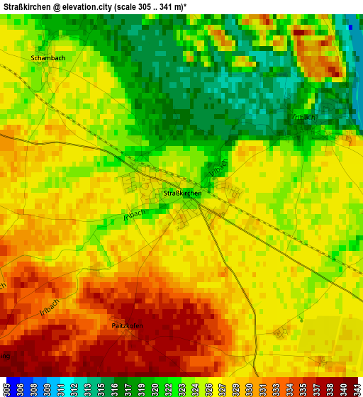 Straßkirchen elevation map