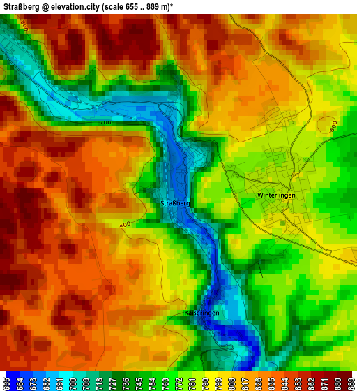 Straßberg elevation map