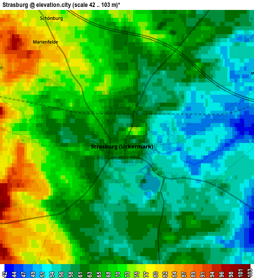 Strasburg elevation map