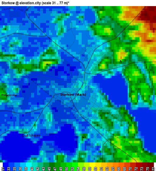 Storkow elevation map