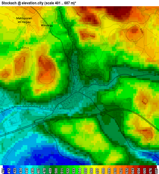 Stockach elevation map