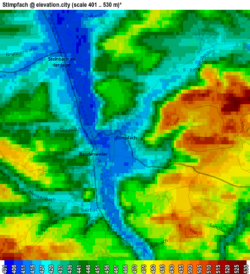 Stimpfach elevation map