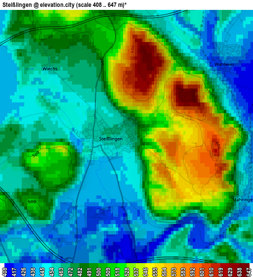 Steißlingen elevation map