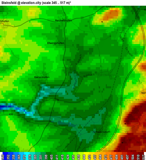 Steinsfeld elevation map