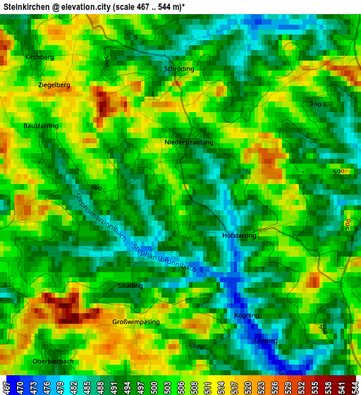 Steinkirchen elevation map