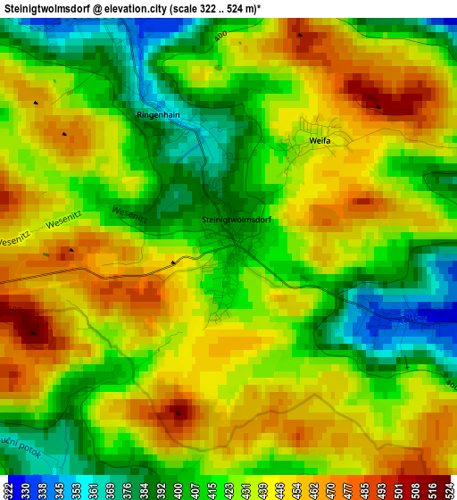 Steinigtwolmsdorf elevation map