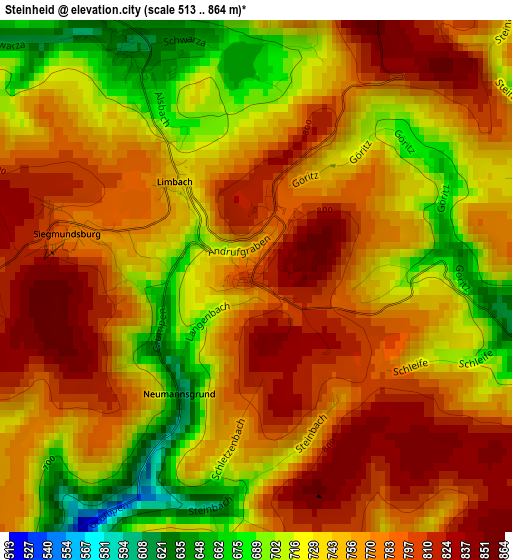 Steinheid elevation map