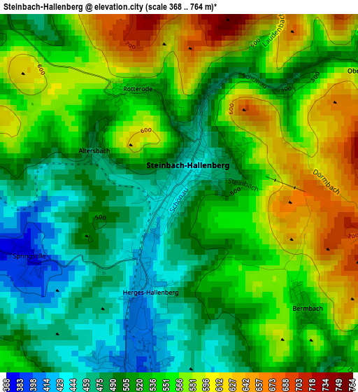 Steinbach-Hallenberg elevation map