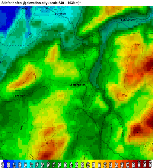 Stiefenhofen elevation map