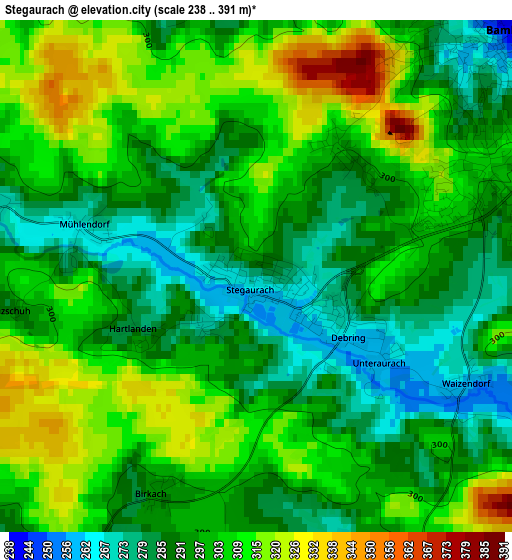 Stegaurach elevation map