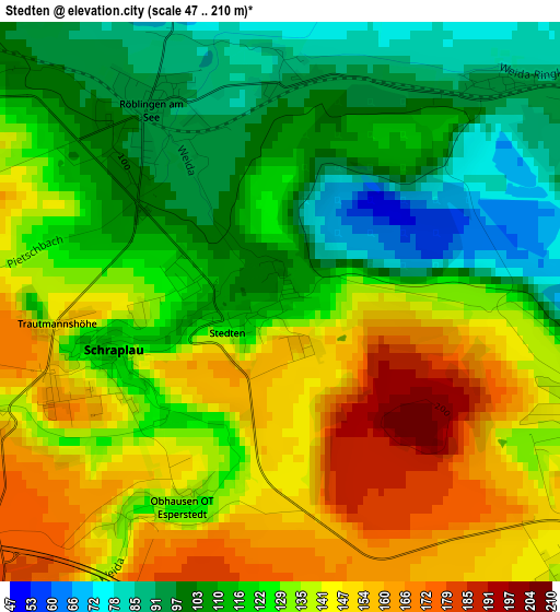 Stedten elevation map