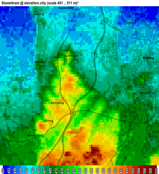 Stammham elevation map