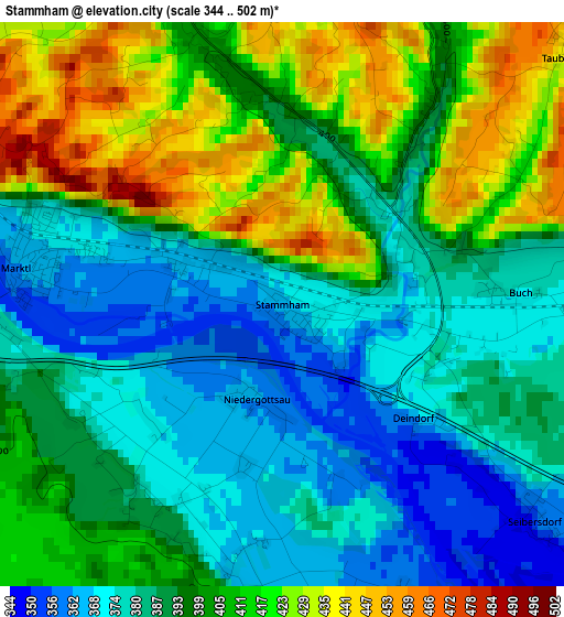 Stammham elevation map