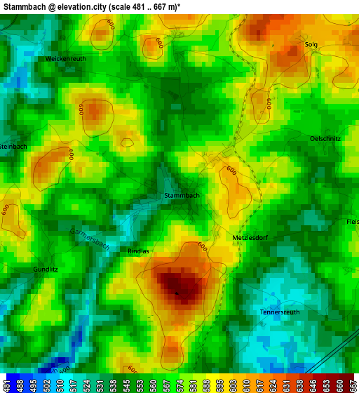 Stammbach elevation map