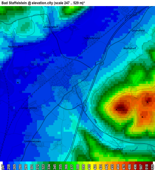 Bad Staffelstein elevation map
