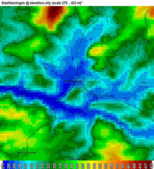 Stadtlauringen elevation map